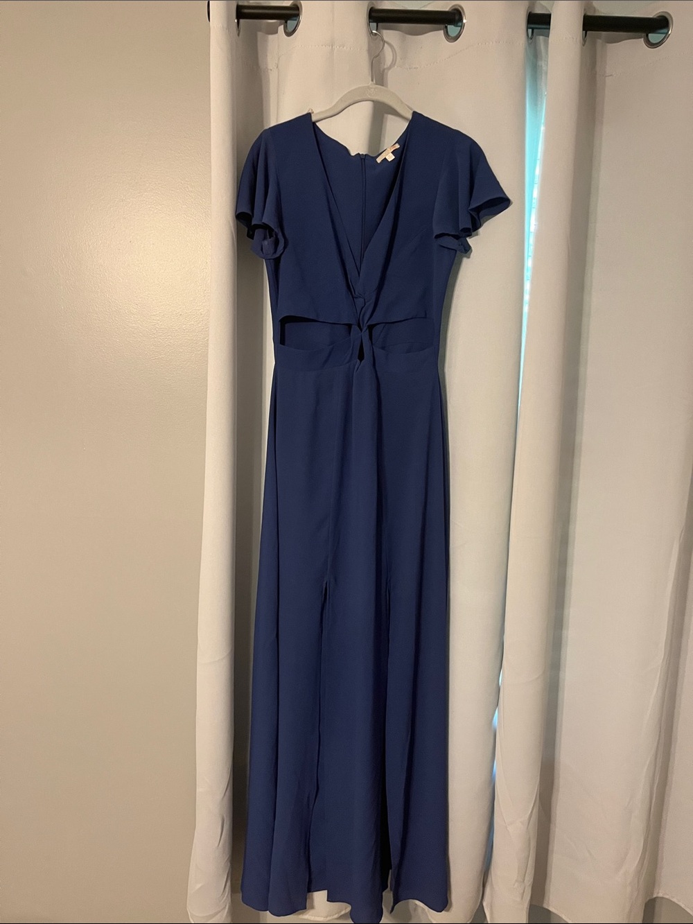 GBX Royal Blue Cutout Maxi Dress with Flutter Sleeves
